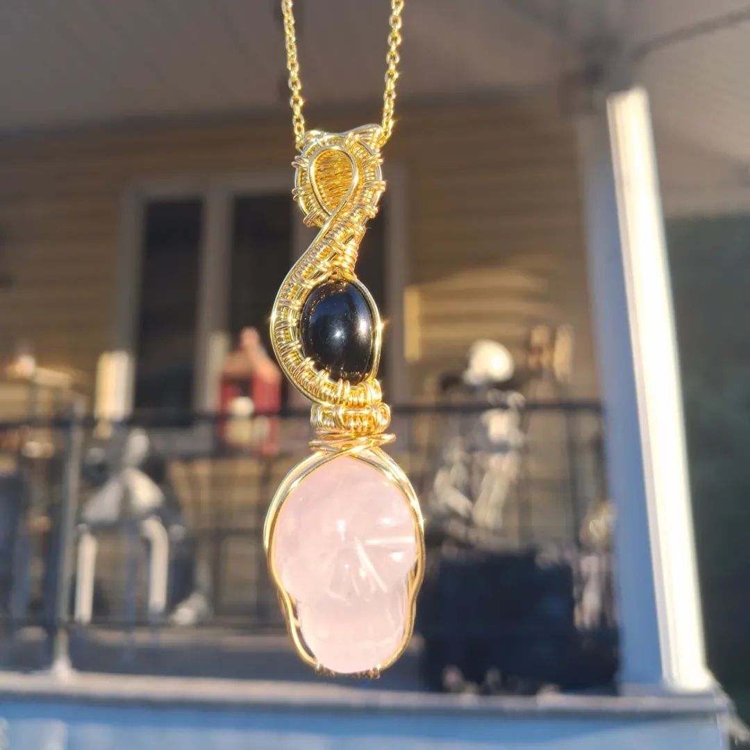 Rose Quartz Skull Talisman